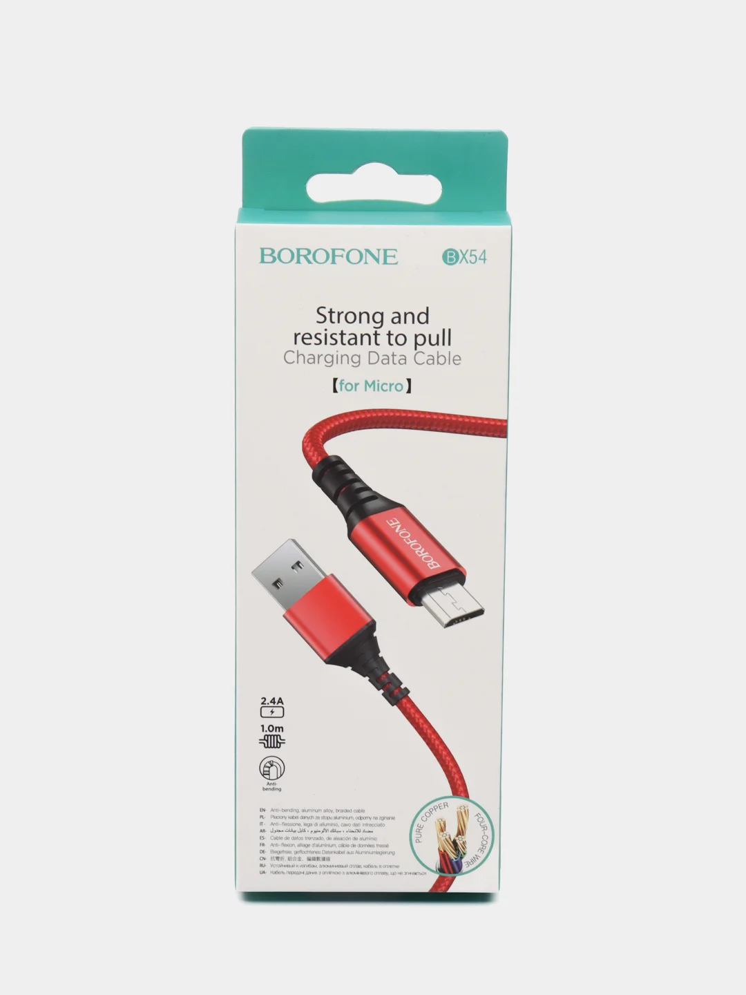 Красный кабель зарядный BOROFONE BX54, 1 m, Micro-USB/Type-C/Lightning, для Android и Apple iPhone