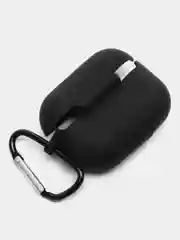 Черный чехол силиконовый для наушников AirPods Pro с карабином