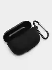 Черный чехол силиконовый для наушников AirPods Pro с карабином