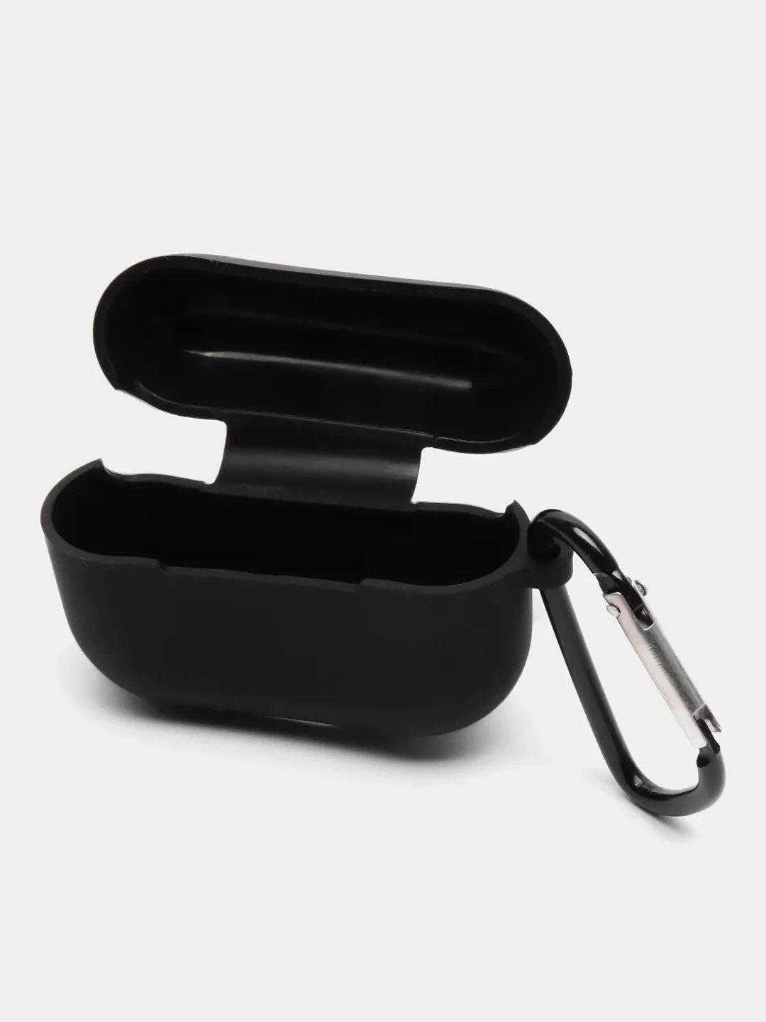 Черный чехол силиконовый для наушников AirPods Pro с карабином