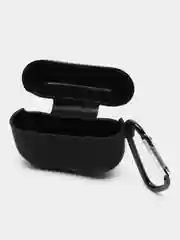 Черный чехол силиконовый для наушников AirPods Pro с карабином
