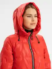 Коралловый куртка женская удлиненная, весна-осень