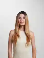 Бронзовый парик с длинными прямыми волосами, омбре