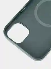 Тёмно-зелёный чехол MagSafe для iPhone 14 Plus кожаный BROSCORP из экокожи с защитой камер, микрофиброй