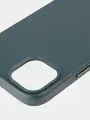 Тёмно-зелёный чехол MagSafe для iPhone 14 Plus кожаный BROSCORP из экокожи с защитой камер, микрофиброй