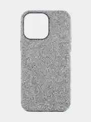 Серый блестящий чехол Broscorp на iPhone 14 Pro Max, со стразами и кристаллами