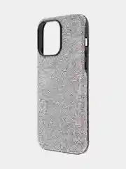 Серый блестящий чехол Broscorp на iPhone 14 Pro Max, со стразами и кристаллами