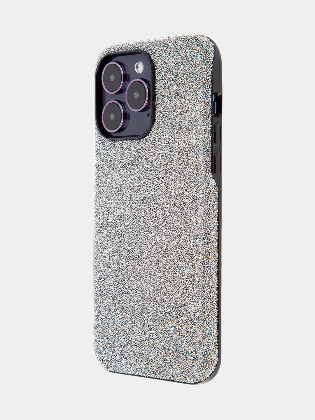 Серый блестящий чехол Broscorp на iPhone 14 Pro Max, со стразами и кристаллами