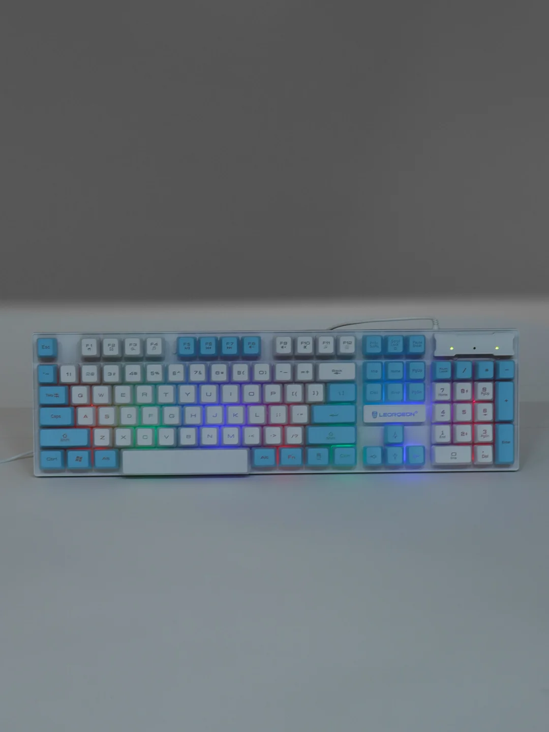 Синий проводная клавиатура LEORQEON N35 с RGB подсветкой для компьютера