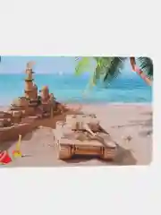 Голубой коврик для мыши и клавиатуры "Танки", 800 х 300 мм