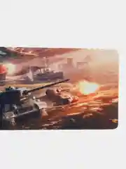 Голубой коврик для мыши и клавиатуры "Танки", 800 х 300 мм