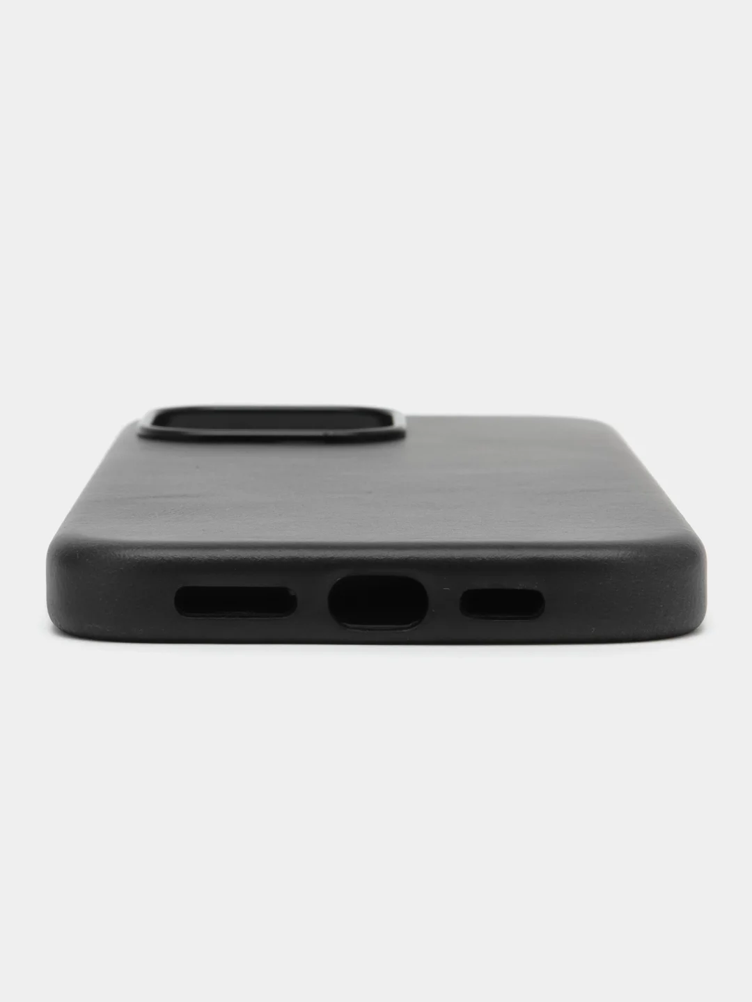 Черный чехол MagSafe для iPhone 15, Pro Max Plus кожаный BROSCORP из натуральной кожи микрофиброй