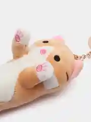 Бежевый брелок для рюкзака, сумки, ключей "Кот-батон", мягкий