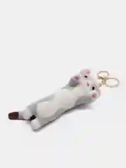 Серый брелок для рюкзака, сумки, ключей "Кот-батон", мягкий