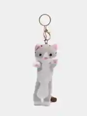 Серый брелок для рюкзака, сумки, ключей "Кот-батон", мягкий