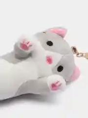 Серый брелок для рюкзака, сумки, ключей "Кот-батон", мягкий