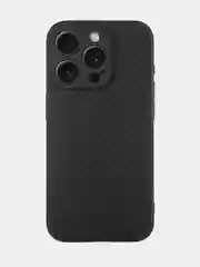 Черный ребристый чехол для Apple iPhone 15 Pro силиконовый ROSCO матовый, тонкий, текстура карбон