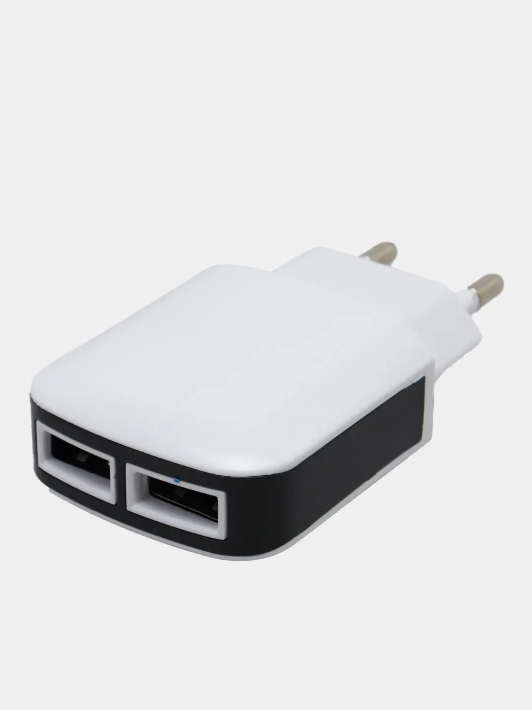 Белый блок питания, 2 USB входа, сетевое зарядное устройство