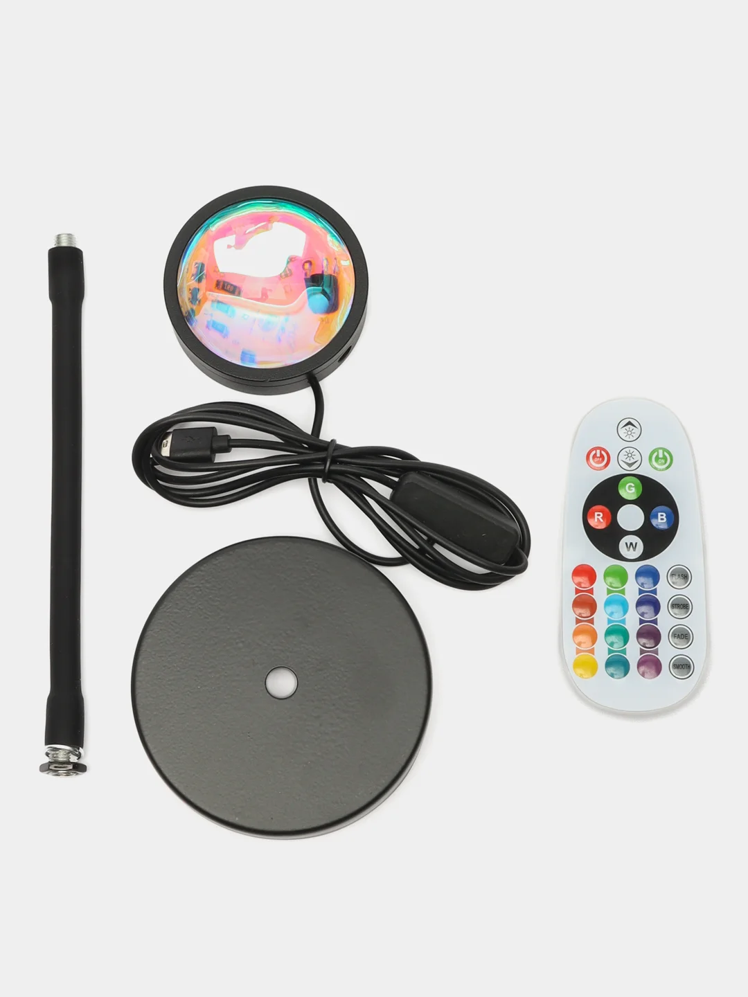 Черный лампа "Закат", металлическая с пультом, RGB, 16 цветов, подключение Bluetooth к телефону