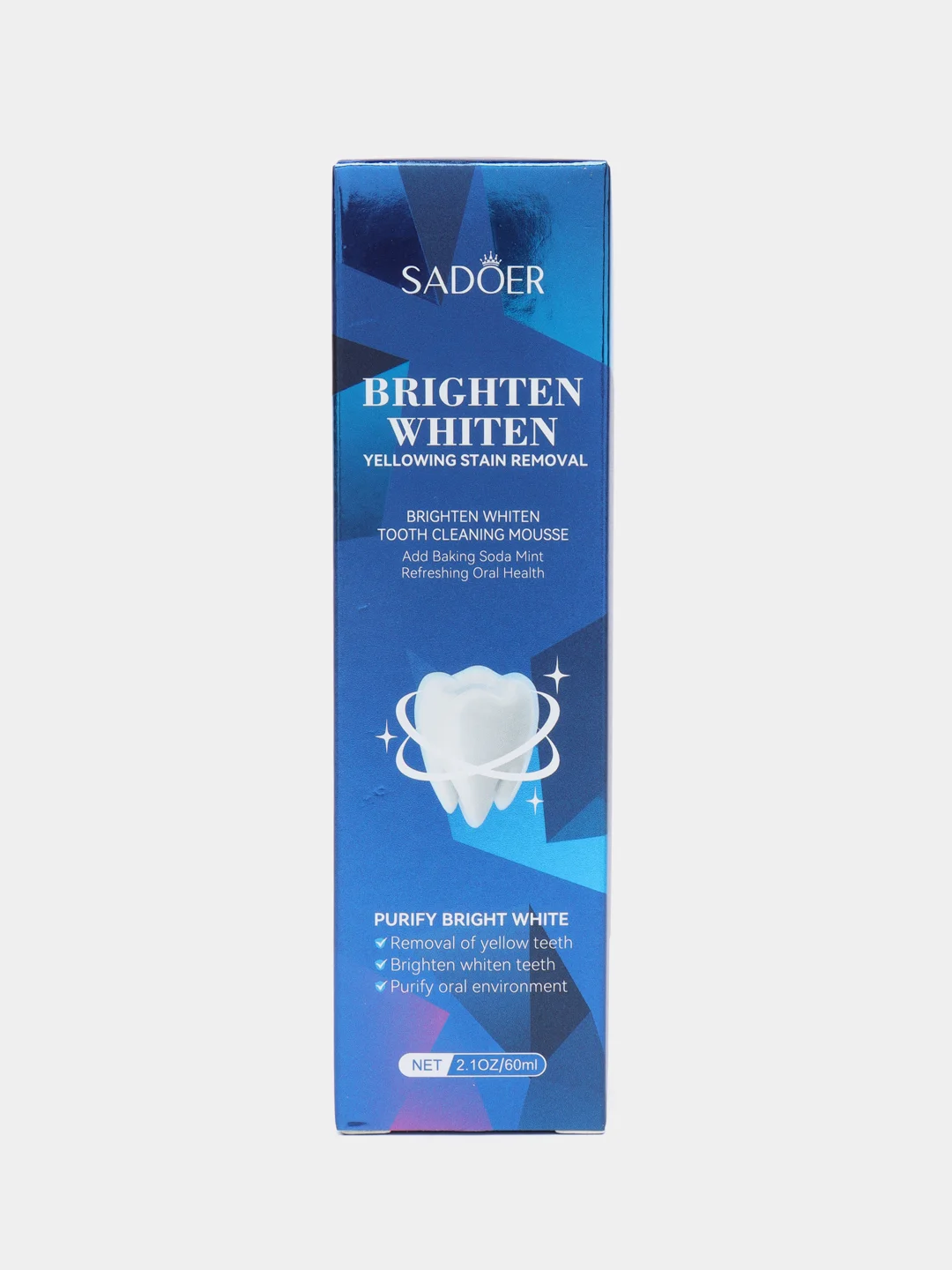 Белый отбеливающий мусс для зубов "Sadoer Brighten Whiten" , зубная паста, 220 г