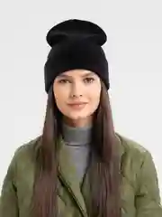 Черный женская шапка с отворотом
