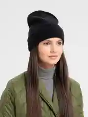 Черный женская шапка с отворотом