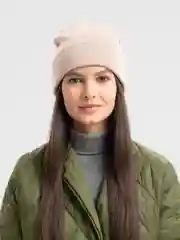 Бежевый женская шапка с отворотом
