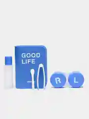 Синий дорожный набор для контактных линз, пинцет и контейнер "Good life"