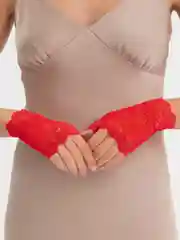 Красный митенки кружевные, без пальцев