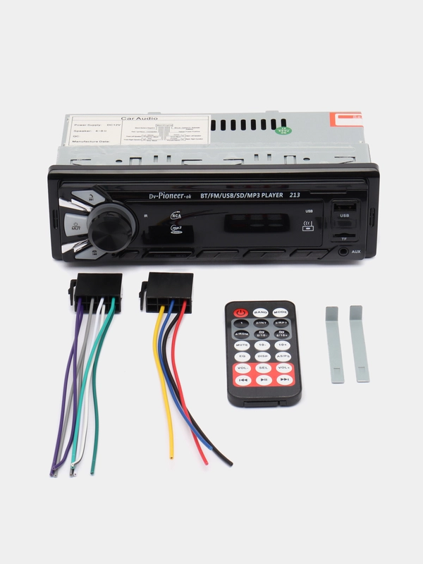 Автомагнитола Pioneer.ok с Bluetooth, AUX и USB, пульт MVH-213