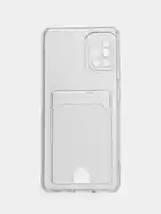 Лавандовый чехол для Samsung Galaxy A51, Самсунг Галакси А51, прозрачный, с карманом для карты