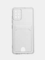 Чехол для Samsung Galaxy A51, Самсунг Галакси А51, прозрачный, с карманом для карты