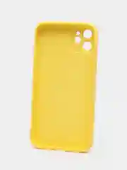 Желтый чехол для iPhone Xr/ 11/ 12/ mini/ Pro/ ProMax, силиконовый со стеклянной панелью