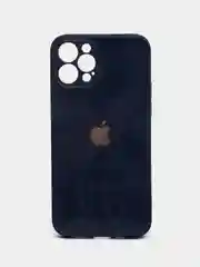Серый чехол для iPhone Xr/ 11/ 12/ mini/ Pro/ ProMax, силиконовый со стеклянной панелью