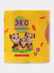 Желтый бумажные полотенца 2 слоя, 2 рулона "Эко семейка", полотенца бумажные в рулонах