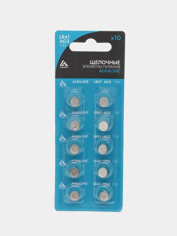 Батарейка алкалиновая (щелочная) LuazON, AG3, LR41, блистер, 10 шт