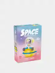 Голубой блочный 3D конструктор, со светящимися элементами "Космонавт", для подарка на Новый год