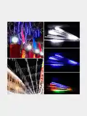 Белый гирлянда Светодиодная LED гирлянда метеоритный дождь. Тающие сосульки. Новый год, 8 колб