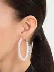 Серьги кольца, сережки женские, пусеты с жемчугом, серьги круглые