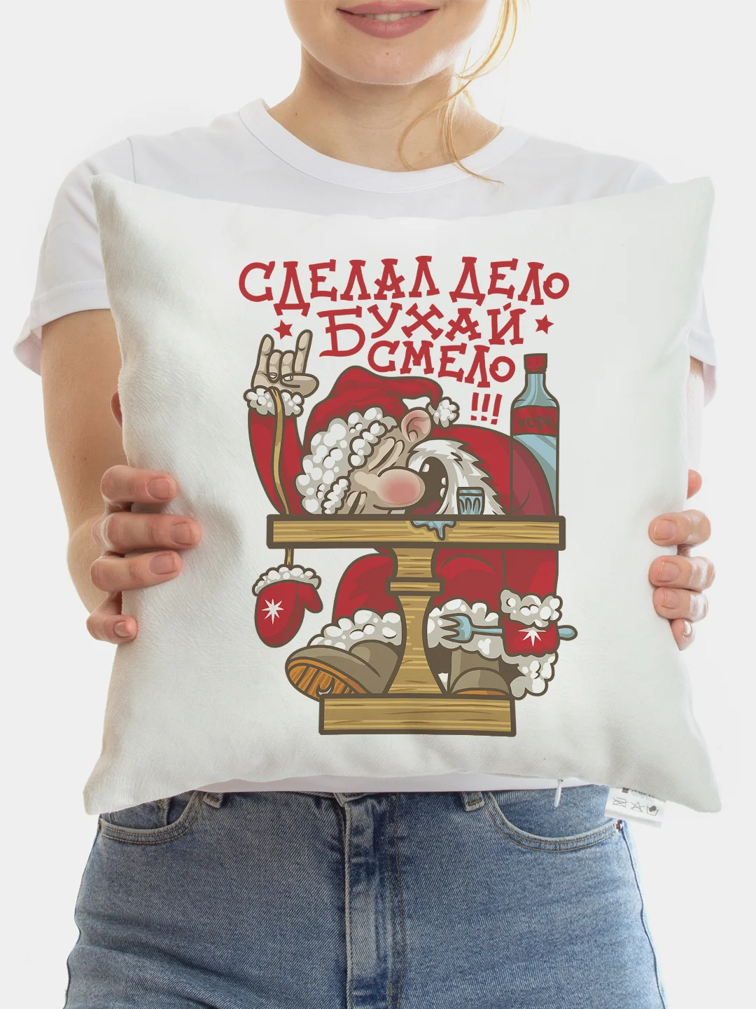 Голубой подарочный новогодний набор, подарок на Новый год (подушка + кружка)