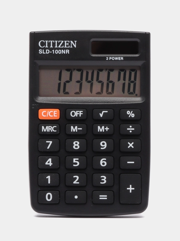 Калькулятор карманный, 8-разрядный, Citizen SLD-100NR, двойное питание, 58*88*10 мм, чёрный