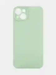 Зеленый чехол для iPhone 15 Plus силиконовый BROSCORP матовый/ прозрачный, тонкий, c защитой камер