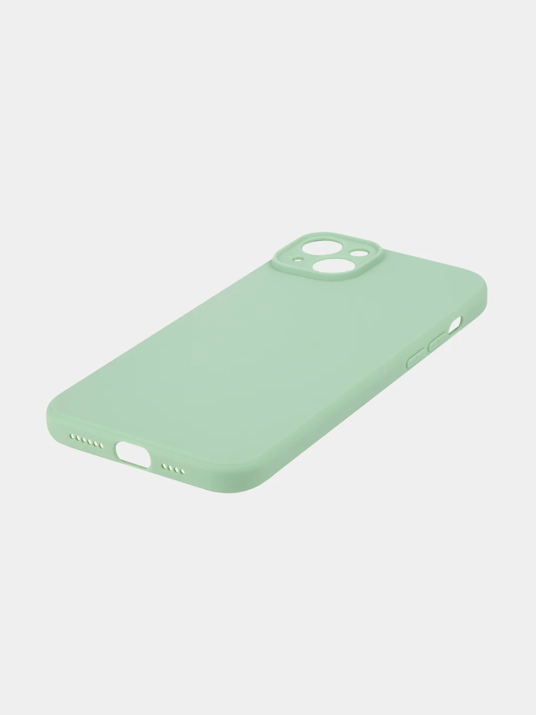 Зеленый чехол для iPhone 15 Plus силиконовый BROSCORP матовый/ прозрачный, тонкий, c защитой камер