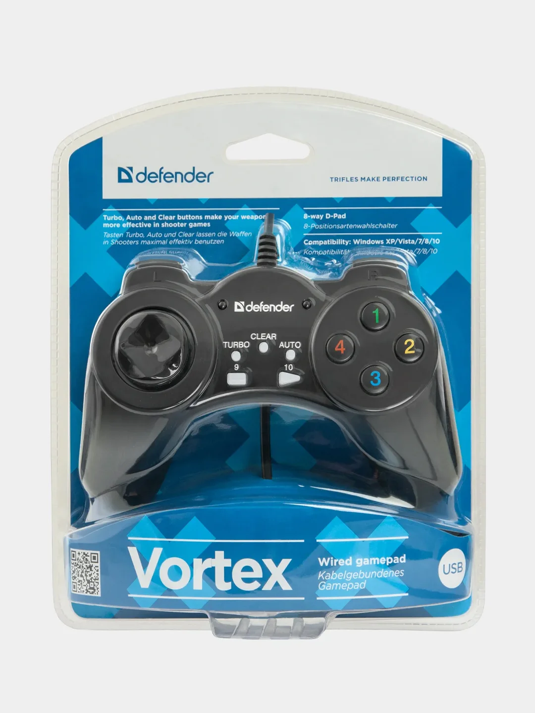 Черный геймпад (джойстик) Defender Vortex USB,13 кнопок