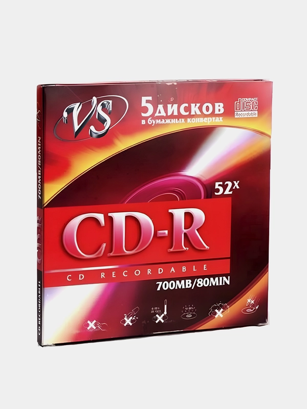 Диск VS CD-R 700MB, 5 дисков в бумажных конвертах