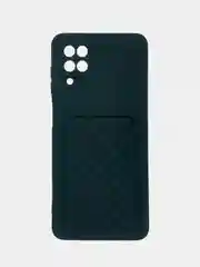 Синий чехол на Samsung Galaxy A22 M32 M22 A12 / M12 / A32 с карманом для карты и мягкой вставкой