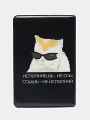 Черный обложка для карты, чехол для пропуска с принтом "Котик"