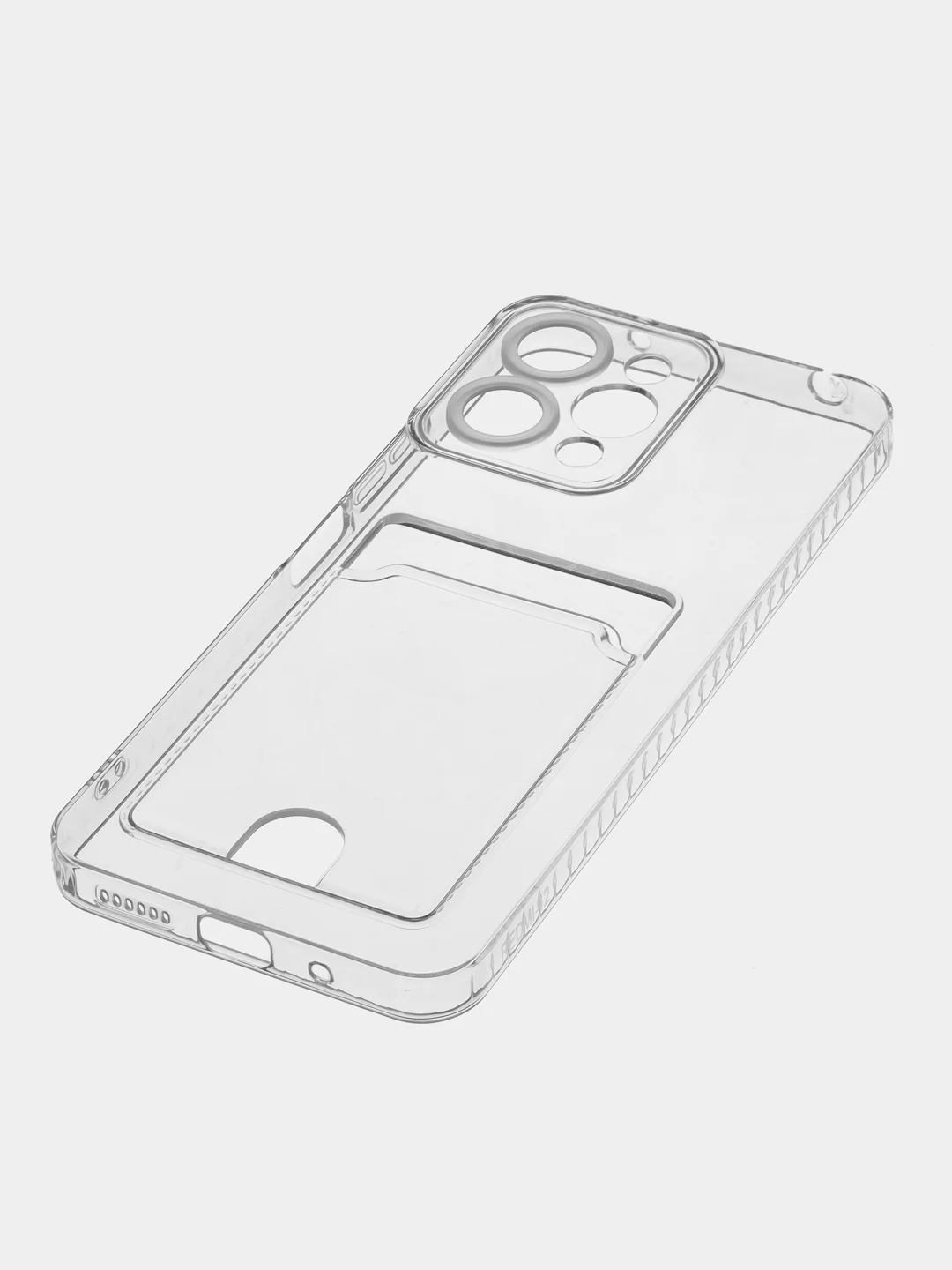 Голубой чехол для Xiaomi Redmi 12 / Сяоми Редми 12, прозрачный, с карманом для карты