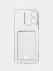 Голубой чехол для Xiaomi Redmi 12 / Сяоми Редми 12, прозрачный, с карманом для карты
