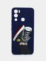 Угольный чехол силиконовый с принтом и защитой камеры для Infinix HOT 12i